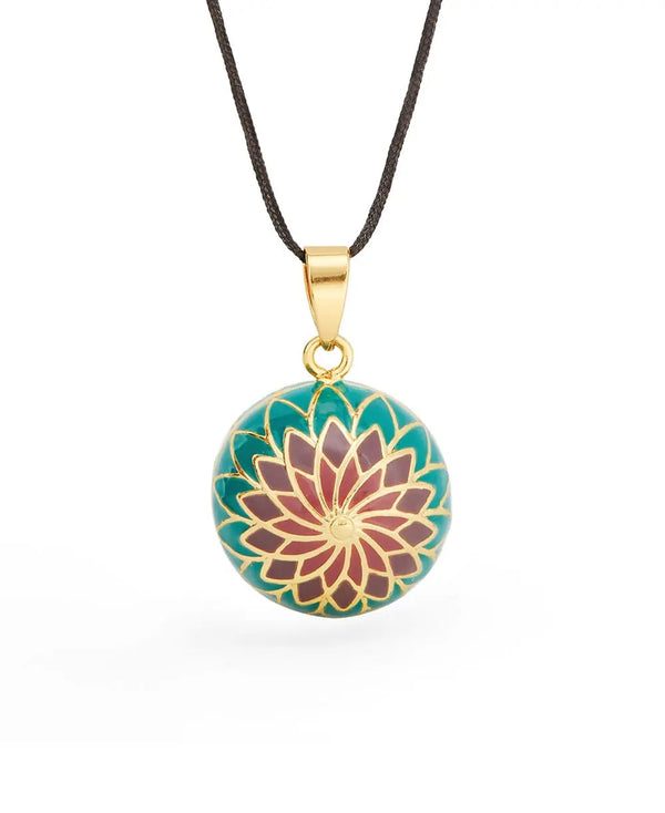 Bola de grossesse - Magnolia - Email multicolore - Doré Or 18 carats - Vanille Coton