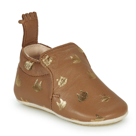 Chaussons Blublu chat or - Vanille Coton