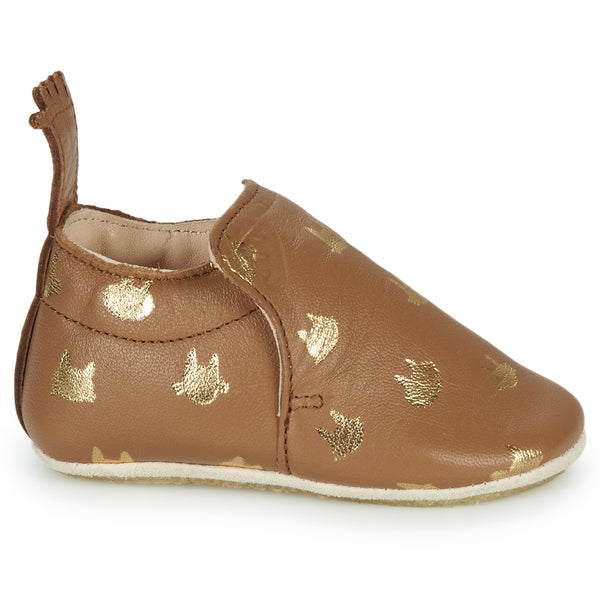 Chaussons Blublu chat or - Vanille Coton