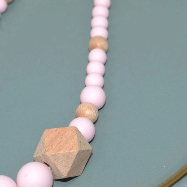 Collier d'allaitement, portage et dentition silicone et bois - Vanille Coton