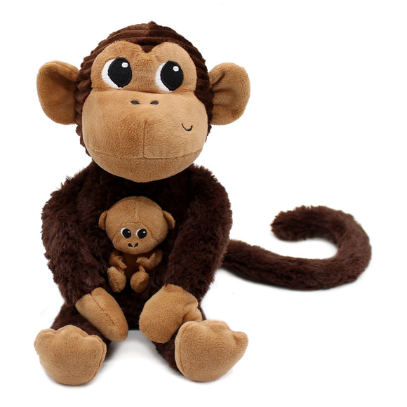 Peluche singe Zazou maman / bébé - Vanille Coton
