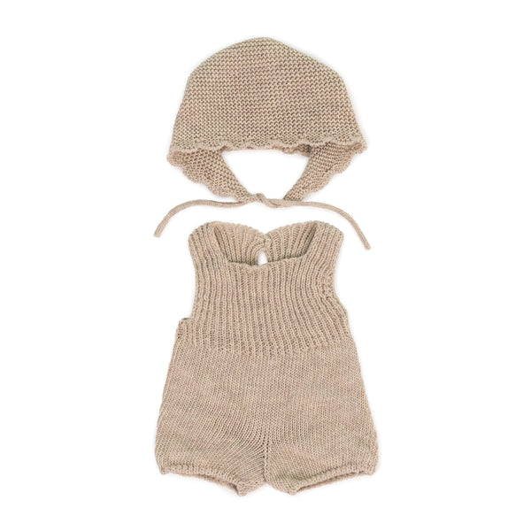 Barboteuse vêtements poupée tricoté beige 38 cm - Vanille Coton