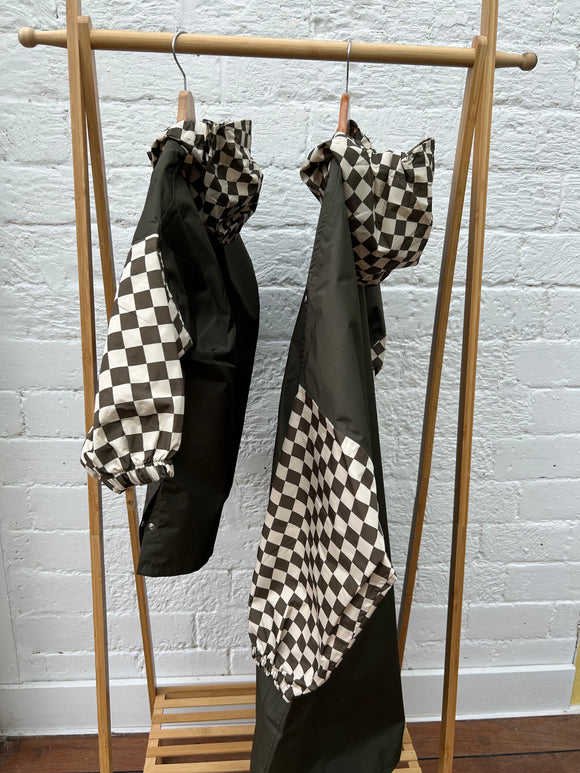 Poncho de pluie damier kaki - Vanille Coton