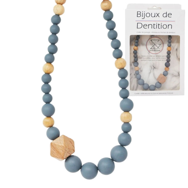 Collier d'allaitement, portage et dentition silicone et bois - Vanille Coton