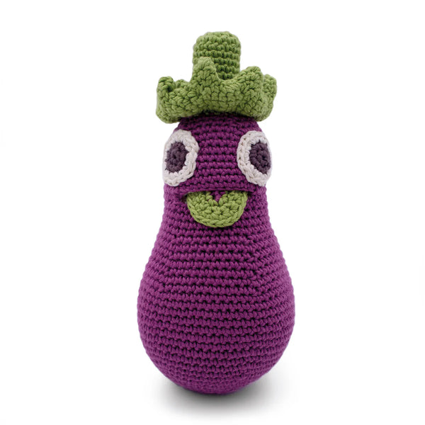 Hochet Ernestine l'aubergine - Vanille Coton