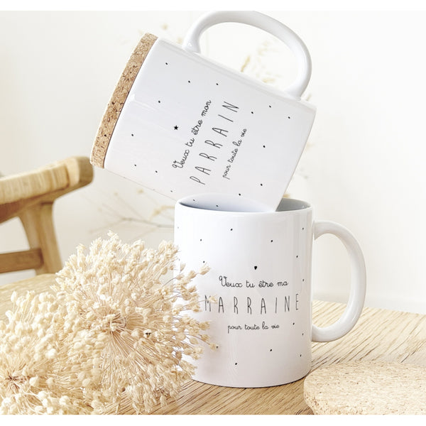 Tasse annonce « Veux-tu être ma marraine? » - Vanille Coton