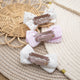 Trio de barrettes anti-glisse rose rayé - Vanille Coton