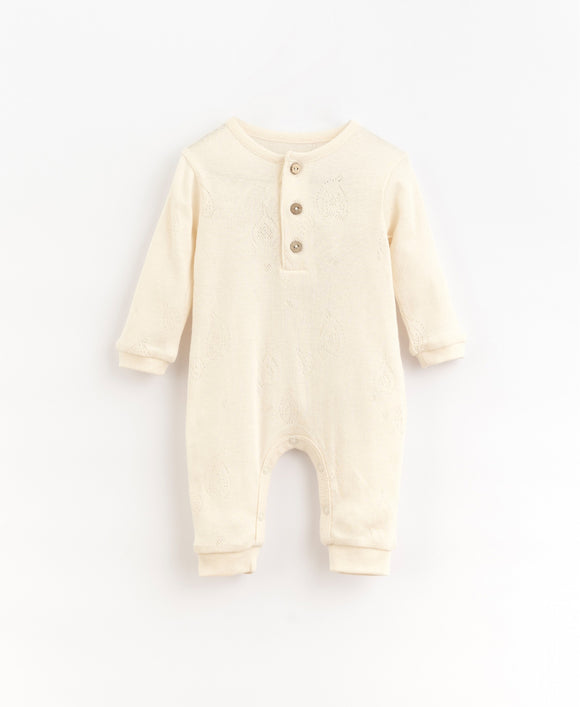 Pyjama bébé blanc 1 mois col motif végétal Promenons nous - Made