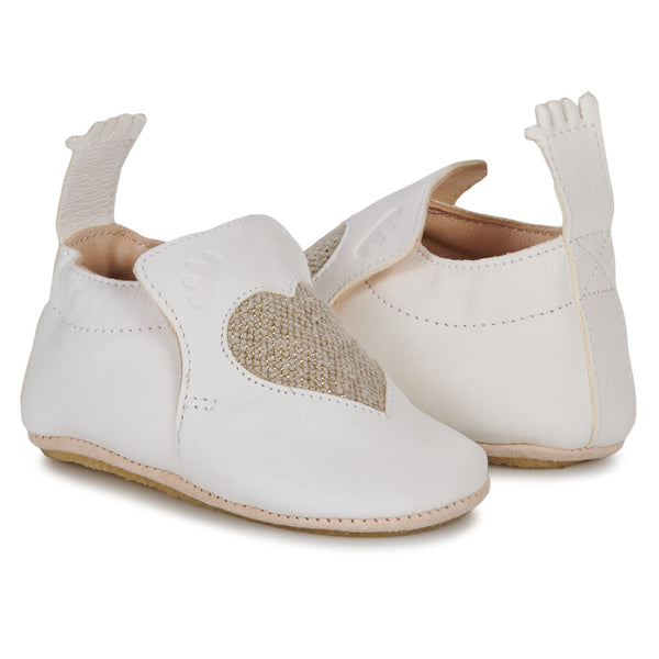 Chaussons Blublu coeur blanc - Vanille Coton