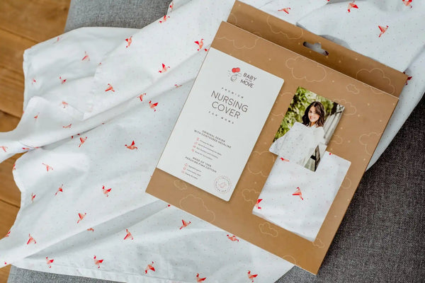 Echarpe d’allaitement Origami Birds – coral - Vanille Coton