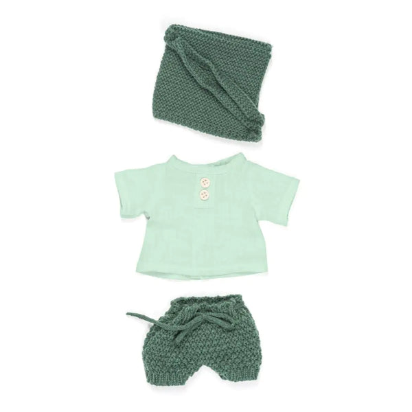 Ensemble de vêtements poupée vert/blanc 32cm - Vanille Coton