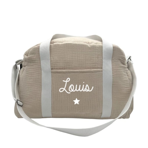 Sac à langer double gaze beige - Vanille Coton